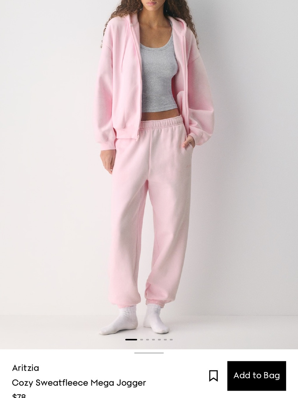 Aritzia Cozy Sweatfleece Mega Jogger - Villa Pink size: S Tall